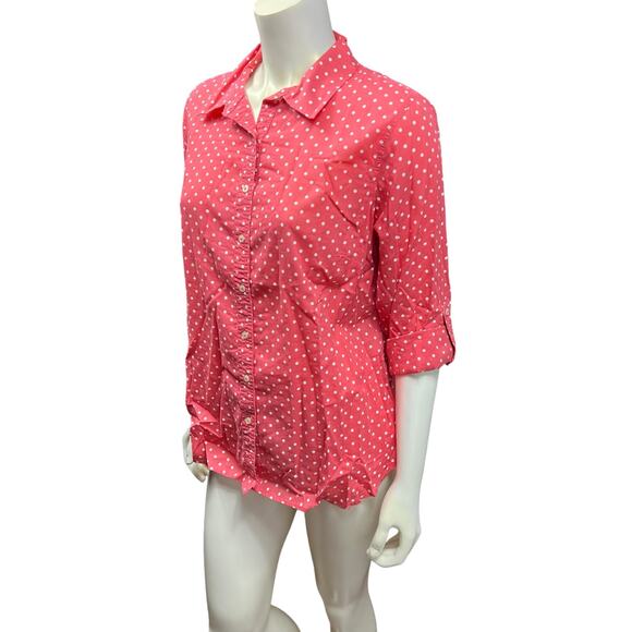 Talbots 1X Pink Polka Dot Button-Down Shirt - Excellent Condition - Picture 9 of 10